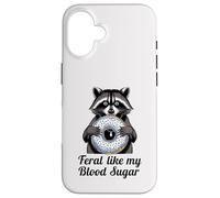 Feral Like My Blood Sugar Cute Raton Laveur Mangeant Donut diabète Coque pour iPhone 16