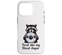 Feral Like My Blood Sugar Cute Raton Laveur Mangeant Donut diabète Coque pour iPhone 16 Pro