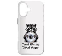 Feral Like My Blood Sugar Cute Raton Laveur Mangeant Donut diabète Coque pour iPhone 17