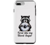 Feral Like My Blood Sugar Cute Raton Laveur Mangeant Donut diabète Coque pour iPhone 7 Plus/8 Plus