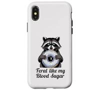 Feral Like My Blood Sugar Cute Raton Laveur Mangeant Donut diabète Coque pour iPhone X/XS