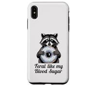 Feral Like My Blood Sugar Cute Raton Laveur Mangeant Donut diabète Coque pour iPhone XS Max