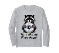 Feral Like My Blood Sugar Cute Raton Laveur Mangeant Donut diabète Manche Longue