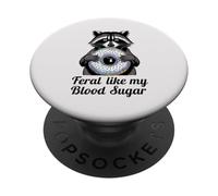 Feral Like My Blood Sugar Cute Raton Laveur Mangeant Donut diabète PopSockets PopGrip Adhésif