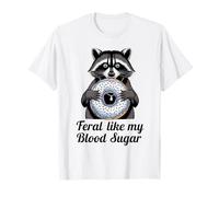 Feral Like My Blood Sugar Cute Raton Laveur Mangeant Donut diabète T-Shirt
