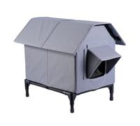 Feral Niche pour chat d'extérieur | Niche surélevée isolée et résistante aux intempéries - Station d'alimentation pour chat sauvage - pour balcon communautaire, terrasse, cour, pelouse, bord de route