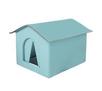 Feral Niche pour chat sauvage résistante aux intempéries isolée en bois imperméable avec porte d'évasion confortable refuge surélevé pour porche, jardin, cour, utilisation par temps froid