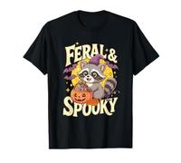 Feral & Spooky Funny Creepy Witch Raccoon Halloween T-Shirt