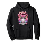 Feral & Supportive Breast Cancer Awareness Cute Raccoon Sweat à Capuche