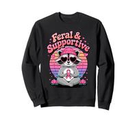 Feral & Supportive Breast Cancer Awareness Cute Raccoon Sweatshirt