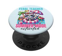 Feral Teacher Summer Beak Mode Activé Funny End of School PopSockets PopGrip Adhésif