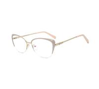 FERAVIA Lunettes pour femmes à monture demi-style avec strass, forme œil de chat