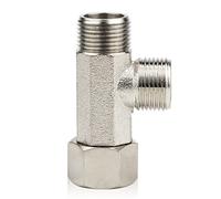 FERCAISH Adaptateur 9/16 T en laiton, connecteur en T à 3 voies pour robinet de plomberie, bidet à main, vanne de dérivation à trois voies (1/2)