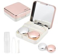 FERCAISH Lot de 2 étuis à lentilles de contact portables - Mini boîtes de rangement avec miroir - Pour lentilles de contact (or rose), Or rose, Rangement pratique