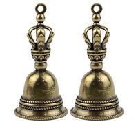 FERCAISH Lot de 2 mini cloches à main vintage en laiton - Décoration de sapin de Noël - Porte-clés - Pendentif - Petite clochette - Pour bricolage