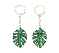 FERCAISH Lot de 2 porte-clés en forme de feuille de palmier tropical - En alliage - Pour fête hawaïenne Luau - Vert, vert, 12*5,5*4cm