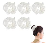 FERCAISH Lot de 5 chouchous en satin, grands élastiques en velours, pour femmes et filles, blancs
