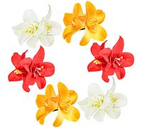 FERCAISH Lot de 6 épingles à cheveux en forme de fleur, pinces à cheveux tropicales artificielles pour vacances à la mer, accessoires de mariée, 3 couleurs d'orchidée hawaïenne pour femmes et filles