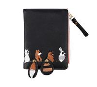 FERCAISH Lot de 6 porte-cartes à fermeture éclair pour changer les animaux - En cuir synthétique - Avec bracelet - Cadeaux pour filles - Shopping - Voyage - Fête d'anniversaire, Noir , 12*9*1 cm,