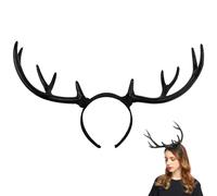 FERCAISH Serre-tête en bois de cerf noir pour fête de Noël, grandes oreilles de bois de cerf