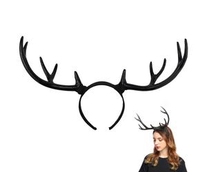 FERCAISH Serre-tête en bois de cerf noir pour fête de Noël, grandes oreilles de bois de cerf