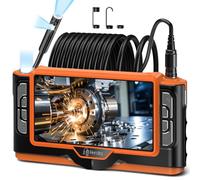 Ferdiiz 7" IPS Camera Endoscopique Double Objectif avec Lampe de Poche, 1920P HD Camera Inspection Canalisation IP68 Étanche, 8+1 Ajustable LED pour Inspection Automobile/Plomberie/Mécanique (16FT/5M)