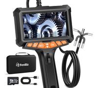 Ferdiiz Camera Endoscopique 1080P avec Tête Mobile, Écran LCD 5", Lumière Intégrée, Rotation à 270°, Caméra Endoscopique de 8mm, Camera Canalisation IP67, Caméra de Canal avec Carte SD 32GB (1M)