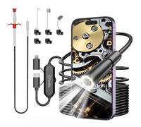 Ferdiiz Camera Endoscopique avec Lumière, 1920P HD Endoscope Camera pour Téléphone Portable avec 8 LEDs, Câble Semi Rigide de 5M, Nettoyeur de Canalisation Spirale 160cm, Pince Griffe pour Égouts