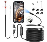 Ferdiiz Camera Endoscopique avec Lumière, Endoscope Camera HD 1920P, Caméra de Puits Étanche IP67 5M avec 8 LED, Furet de Dégorgement,Spirale de Dégorgement de Canalisation pour Égouts et Conduites