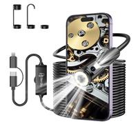 Ferdiiz Caméra Endoscopique Double Objectif, 1920P HD Camera Inspection Canalisation avec 8+1 LEDs Réglables pour Compatible Android, iOS et tablettes, No WiFi Camera Câble Semi-Rigide(32.8FT/10M)