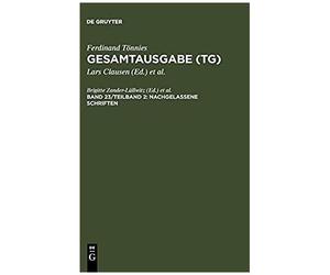 Ferdinand Tonnies: Gesamtausgabe Band 23, 1919 - 1936