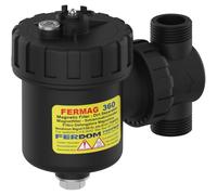 FERDOM FD360 Filtre Magnétique Pour Chauffage Central, Hvac. Avec Séparateur De Saleté Non Magnétique - Type À Bille. Connexion Verticale Ou Horizontale. Aimant 9000 Gs. Taille 1"/ DN25. Pour 24-30kw