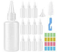 Ferenando 12 Pcs Bouteille Sauce 60ml, Recipient Sauce, Petit Flacon Sauce, Réutilisable Plastique Squeeze Bouteilles avec Brosse de Nettoyage Etiquettes Entonnoirs pour la Cuisson, la Peinture