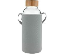 Ferexer Bouteille d'eau en Verre Borosilicate de Sport de 1.5 Litre avec Couvercle en Bambou et Manchon en Néoprène 1500 ML / 1.5 L