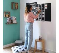 FERFLEX - Calendrier mural magnétique - Planificateur mensuel - Tableau noir effaçable - Décoration d'intérieur - Livré avec 5 carrés magnétiques, 38 rappels et 6 aimants argentés