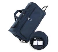 FERGÉ Sac de Voyage à roulettes Paris | Compartiment séparé pour Chaussures Bagage Souple Trolley Sac de Voyage 90 litres, Marine