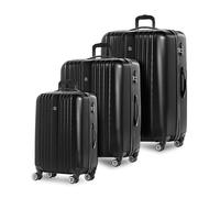 FERGÉ Set 3 valises rigides Extensible à roulettes Toulouse | Lot de 3 - Trolley Voyage | Ensemble de Bagages Noir