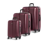 FERGÉ Set 3 valises rigides Extensible à roulettes Toulouse | Lot de 3 - Trolley Voyage | Ensemble de Bagages Rouge