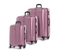 FERGÉ Set 3 valises rigides Extensible à roulettes Toulouse | Lot de 3 - Trolley Voyage | Ensemble de Bagages Rose