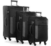 FERGÉ Set 3 valises Voyage en Toile Extensible Saint-Tropez | Trolley 4 roulettes 360 degrés | Bagages Douce Trois pc 4 Roues Noir