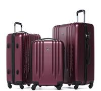 FERGÉ Set de 3 valises rigides à 4 roulettes Marseille | Lot de 3 - Trolley Voyage | Ensemble de Bagages Rouge