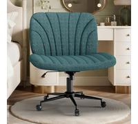 Ferghana Chaise de Bureau Criss Cross, Fauteuil de Bureau sans Accoudoirs avec Assise Large, Tissu Premium, Réglable en Hauteur et Pivotant, Chaise Coiffeuse pour Home Office, Schminken, Vert