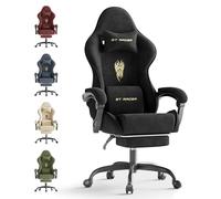 Ferghana Chaise Gaming Ergonomique Massage,Fauteuil Game en Tissu Velours,Gaming Chair avec Réglable Appui-tête,Coussin Lombaire,Repose-Pied,Chaise de Jeu,Chaise de Bureau PC pour Bureau de Jeu,Noir