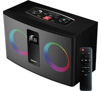 Ferguson - Grand haut-parleur Bluetooth Regent 300BT Power Audio 60 W - Box de fête stéréo avec radio FM - Haut-parleur Hi-Fi compact en bois, USB, AUX, LED RVB, Ultra Bass, horloge, contrôle de