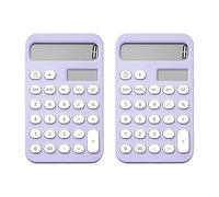 Feriany Calculatrice de bureau 2 pièces Calculatrice de base Calculatrice de poche à 12 chiffres Bureau avec écran LCD pour bureau et école pourpre