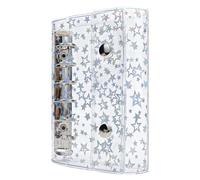 Feriany Classeur budgétaire A7 - En PVC transparent - 6 anneaux - Étoile pailletée - Rechargeable - Protection avec 2 boutons pression