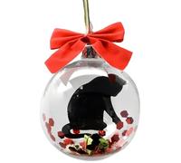 Feriany Décoration de Noël - Décoration de sapin de Noël transparente - Ornement - Boule suspendue - Chat noir - Installation facile - Facile à utiliser.
