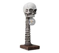 Feriany Lampe de Table Squelette Tête de Mort en Résine Statue d'horreur 3D Lampe de Bureau pour Halloween Décoration Maison