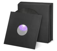 Feriany Lot de 10 pochettes de protection pour disques vinyles en papier kraft standard, Noir