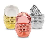 Feriany Lot de 300 caissettes en papier pour cupcake Doré/argenté